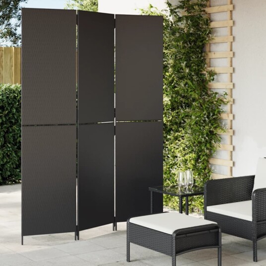 vidaXL Romdeler 3 paneler svart polyrotting