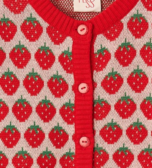 Flöss Cardigan   Strikk   Line   Blossom Rosa Berry   Flöss   3 år (98)   Cardigan Rød