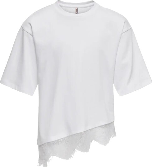 Kids Only Kogkamil S/S Assymetric Lace Tee Jrs White 158 164