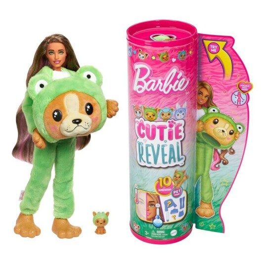 Barbie Cutie Reveal Dyrekostyme Dukke Hund / Frosk
