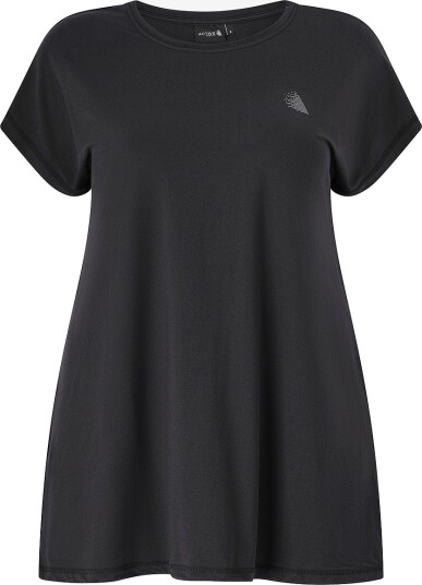 Zizzi Trenings t skjorte aBasic S/S Long T shirt Svart