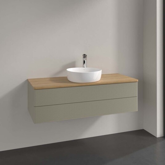Villeroy & Boch Antao Servantskap med 2 skuffer 120x50x36 cm m/lys Steingrå/Eik Villeroy & Boch Antao Servantskap med 2 skuffer 120x50x36 cm m/lys Steingrå/Eik