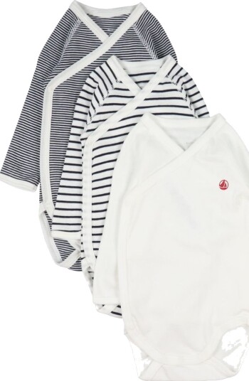 Petit Bateau Bodies ML 3 Pack White/Navy N/50