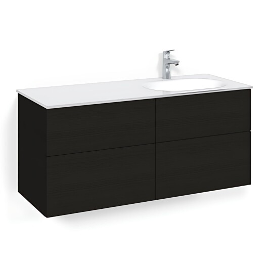 Macro Design Crown Servantskap 4-skuff - med Høyre Glasservant 120cm Svart eik / Plain/push-open Glass Edge Hvit Macro Design Crown Servantskap 4-skuff - med Høyre Glasservant 120cm Svart eik / Plain/push-open Glass Edge Hvit