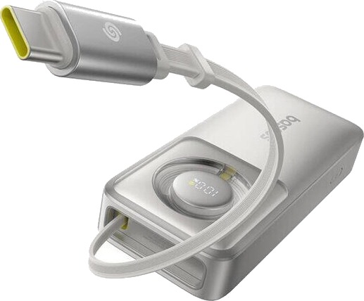 Baseus Free2pull 10000mAh 30W Powerbank med USB-C og Uttrekkbar Kabel - Grå Baseus Free2pull 10000mAh 30W Powerbank med USB-C og Uttrekkbar Kabel - Grå