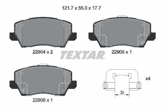 Bremseklosser TEXTAR 2290401 Bremseklosser TEXTAR 2290401
