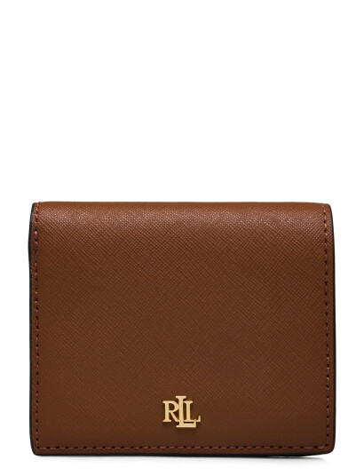 Lauren Ralph Lauren Crosshatch Leather Compact Wallet - Brown - ONE SIZE