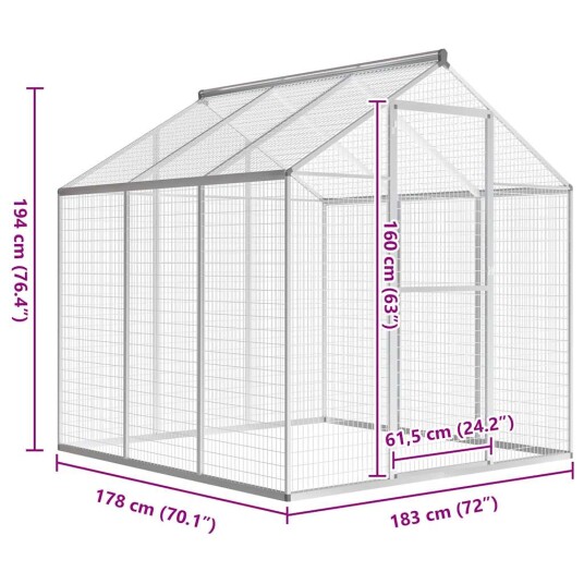 Vidaxl Utendørs Fuglebur Aluminium 183X178X194 cm