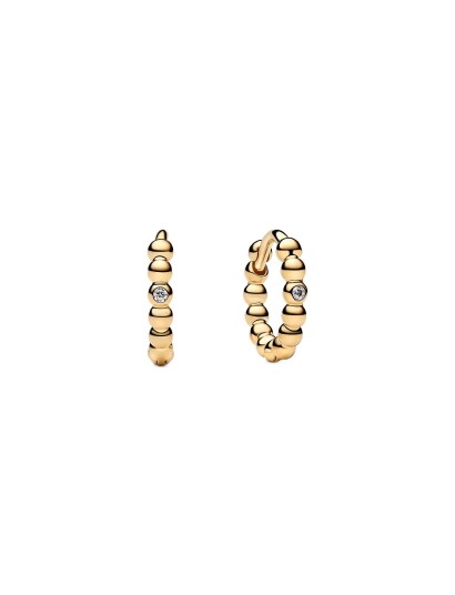 Pandora Beaded Huggie Earrings Gold ONE SIZE