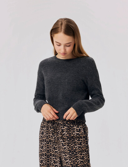 LMTD Nlflodet Ls Short Knit Noos Grey 146 152