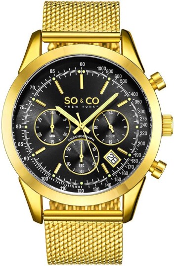 So & Co New York Herreklokke 5535.7 Tribeca Sort/Gulltonet stål So & Co New York Herreklokke 5535.7 Tribeca Sort/Gulltonet stål