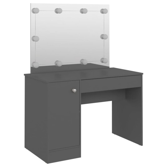 vidaXL Sminkebord med LED-lys 110x55x145 cm MDF grå