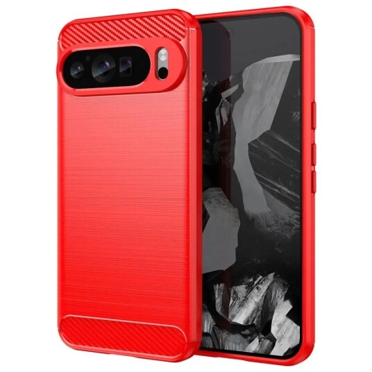 EIDERWOOD Google Pixel 9 Pro Brushed Carbon Deksel - Rød
