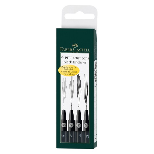 Faber Castell Artist Pen Fineliner Svart 4 pk