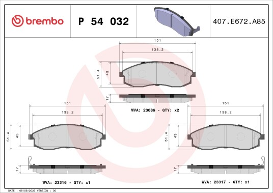 Bremseklosser BREMBO P 54 032