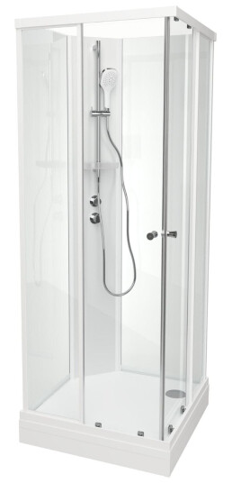 Vikingbad Sofia Rett Standard Dusjkabinett Hvit Matt / 80x80cm Glass