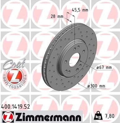Bremseskive ZIMMERMANN 400.1419.52 Bremseskive ZIMMERMANN 400.1419.52