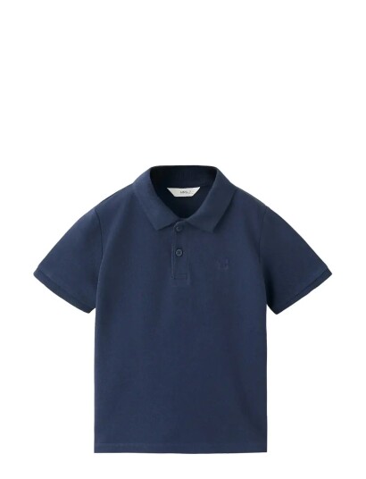 Mango Short Sleeved Cotton Polo Shirt Navy 9 12M