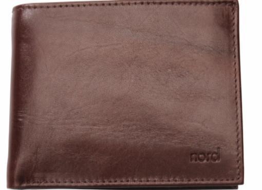Nord Leather Dollar herre skinn lommebok 7 kort/ myntlomme Brun