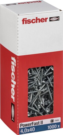 Fischer Sponplateskruer PowerFast II Galvanisert TX (4,0 × 40 mm) 1000 Stk.