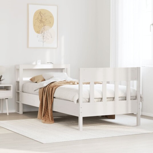 Sengeramme uten madrass hvit 90x190 cm heltre furu 3306286