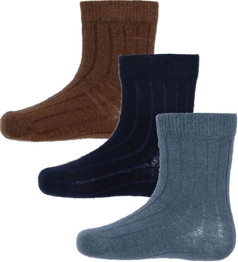 Minymo Dark Navy Ull Sokker Rib 3-pakning 27-30 Minymo Dark Navy Ull Sokker Rib 3-pakning 27-30