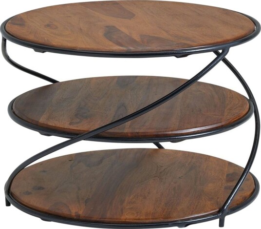 Sofabord Wohnling Heltre Rund 58 cm med 2 Brett Sirkel Metallramme -