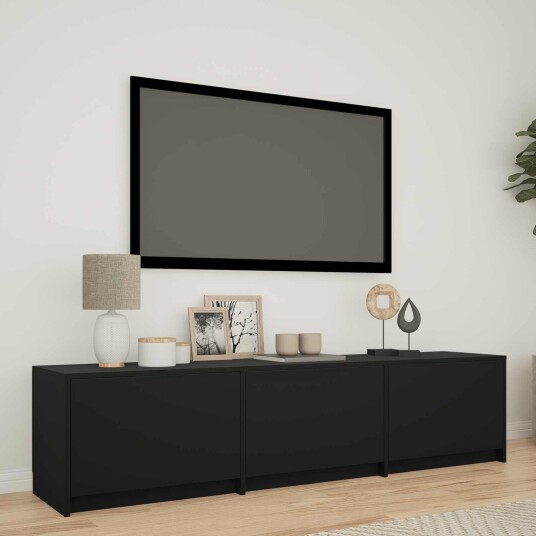 TV benk med LED med LED Svart 165 x 34 x 40 cm Konstruert tre