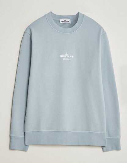 Stone Island Cotton Fleece Archivio Print Sweatshirt Ash Grey