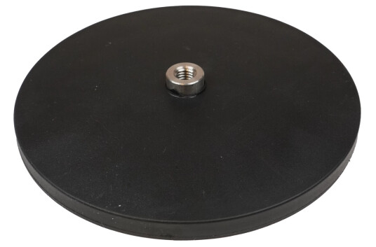 Gummiert magnet Ø 135mm 55 kg styrke Med innvendige gjenge for M8 bolt