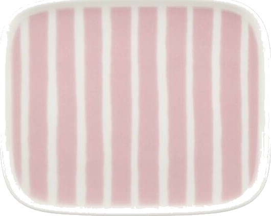 Marimekko Piccolo asjett rektangulær 15x12 cm hvit/rosa Marimekko Piccolo asjett rektangulær 15x12 cm hvit/rosa