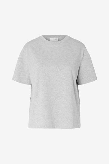 Selected FEMME - Topp slfEssential SS Boxy Tee - Grå