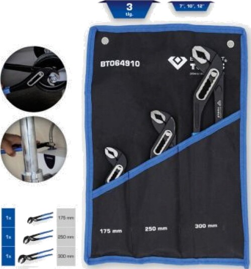 KS TOOLS BT064910 Sett, rør- / vannpumpetang
