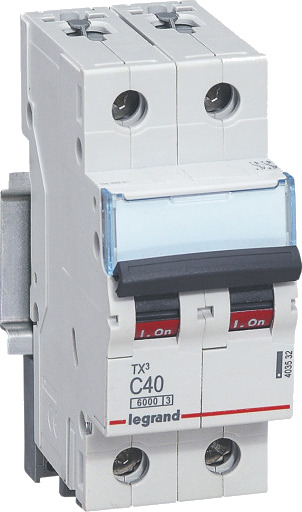 Legrand 5 stk TX3 MCB automatsikring C40 2P 2M 6/6kA