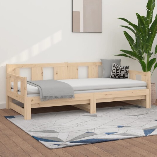 vidaXL Uttrekkbar dagseng heltre furu 2x(90x200) cm