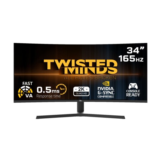 Twisted Minds 34" Buet WQHD Gaming Skjerm 165Hz 1ms Twisted Minds 34" Buet WQHD Gaming Skjerm 165Hz 1ms