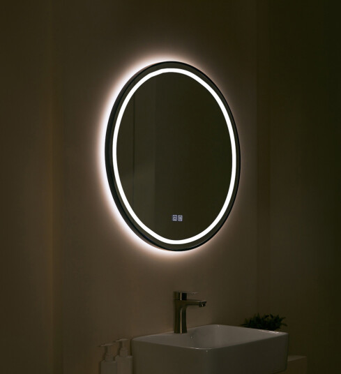 TREND MOON LYSSPEIL SORT Ø70 CM
