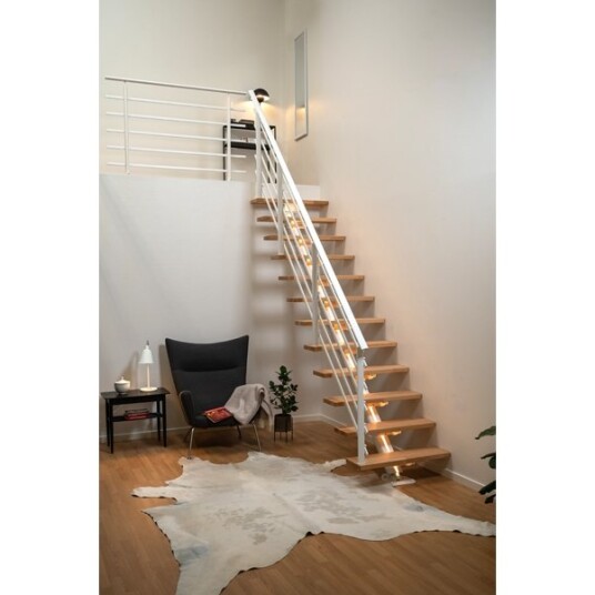 Dolle Sydney L trapp Hvit 9016 pure hvitoljeret Eik 75 11 Loddret Høyde 222 270cm