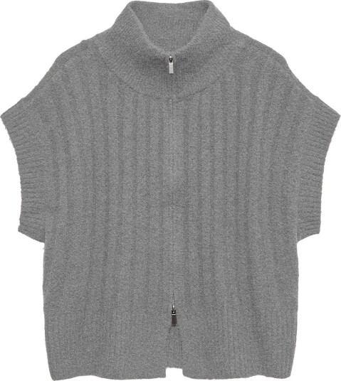Vero Moda Vmbang Rib Sl Highneck Zipper Vest Noos Grey XS