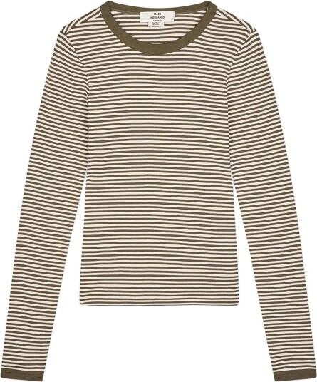 Mads Nørgaard Grace Jersey Stripe Camille Tee Ls Khaki green XL