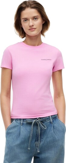 Tommy Jeans Tjw Slim Ess Logo 1 Ss Tee Ext Pink L