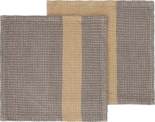 Blomus Set Of 2 Dishcloths   25 X 25 Cm   Gano   Steel Gray/ Tan   Brown   25X 25CM