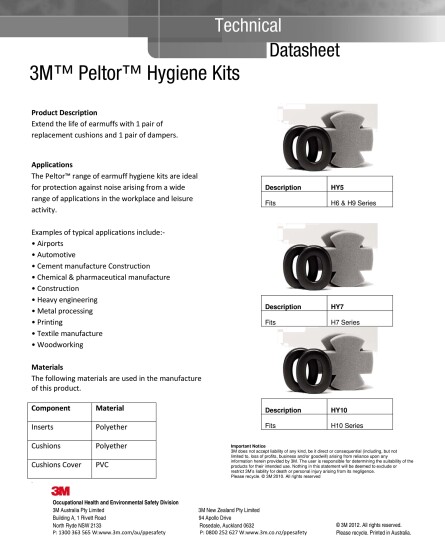 3m™ peltor™-hygienesett for alert-headset hy81 3m™ peltor™-hygienesett for alert-headset hy81