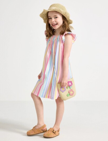 Lindex Dress In Seersucker Pink 98