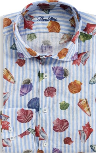 Stenströms Regular linen shirt S blå herre