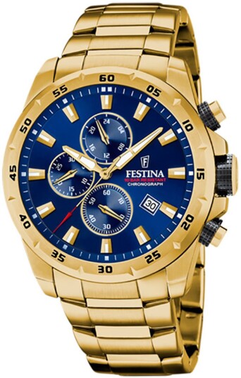 Festina Herreklokke F20541 2 Chrono Sport Blå/Gulltonet stål Ø44.9