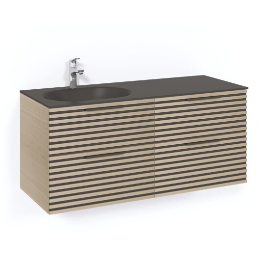 Macro Design Crown Stripe Servantskap 4-skuff - med Venstre Glasservant 120cm Eik / Glass Edge Svart Macro Design Crown Stripe Servantskap 4-skuff - med Venstre Glasservant 120cm Eik / Glass Edge Svart
