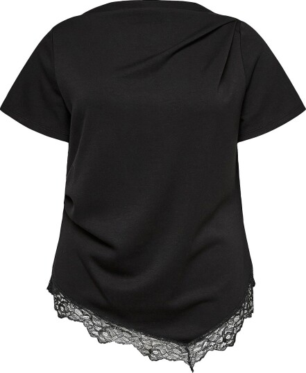 Vero Moda Curve - Topp Vmcnelli Ss Lace Boatneck Top Jrs C - Svart