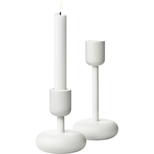 Iittala Nappula Lysestake 2-pk Hvit Stål 107+183 mm