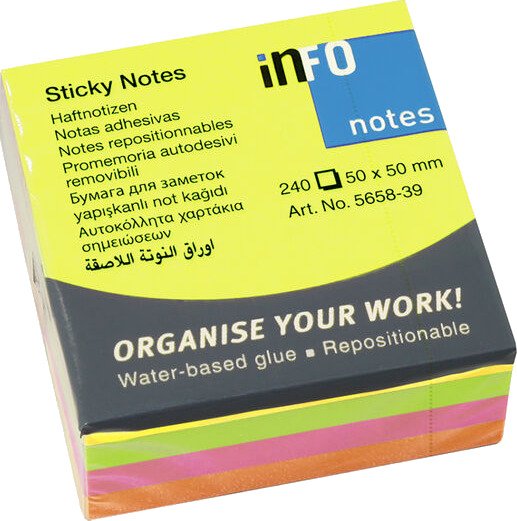 Notislapper INFO 50x50mm Neon mix 240ark